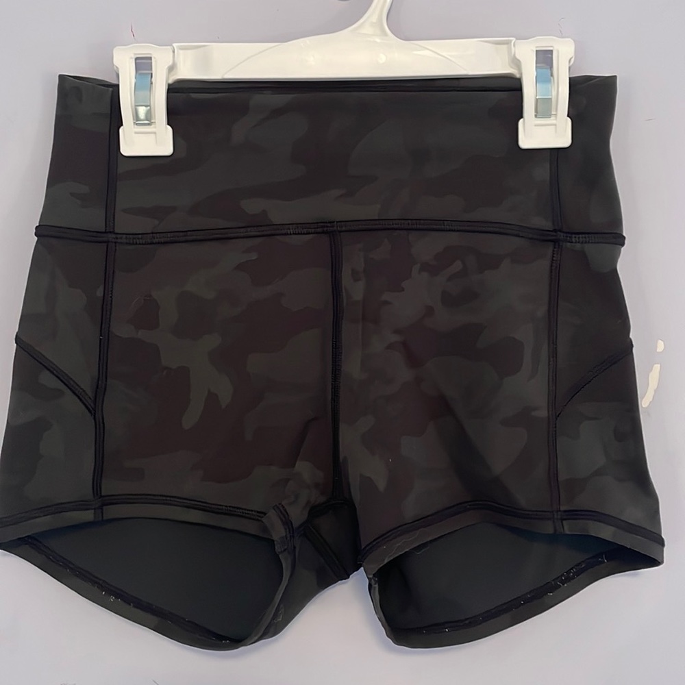 Green Camouflage Lululemon Spandex Shorts